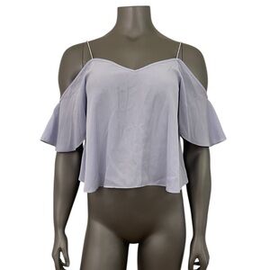 ASOS Top Women’s 4 Purple Flutter Sleeve Crop Semi Sheer Blouse Sexy